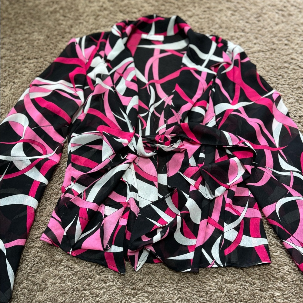 Women's Pink and Black Patterned Top
